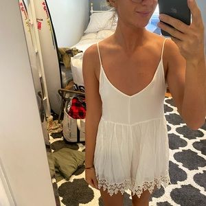 White Boho Beach Girly Crochet Romper